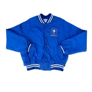 Vintage 90s United States Postal Service USPS Blue Bomber Varsity Jacket